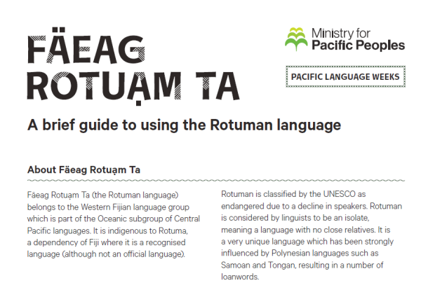 An excerpt from the Rotuma Language Guide introduction