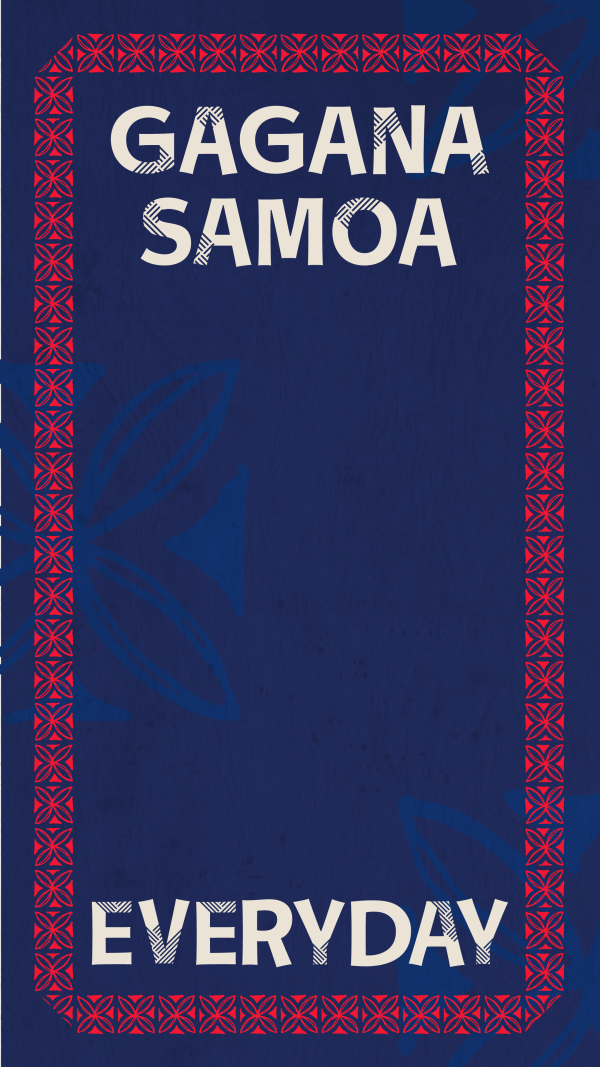 A graphic background for Samoa Language Week, with a blue design with white text overlay reading Gagana Samoa Everyday
