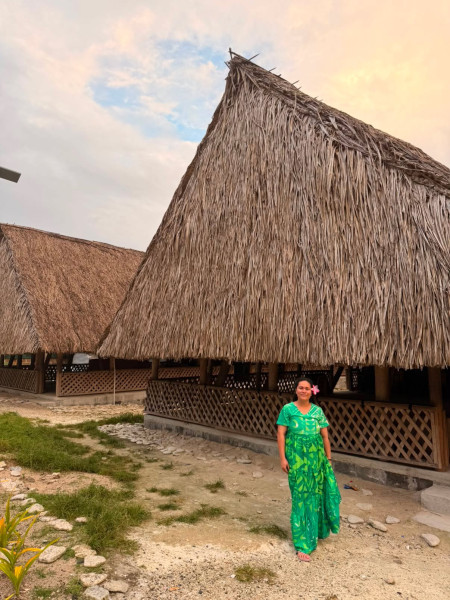 Lisepa in front of fale